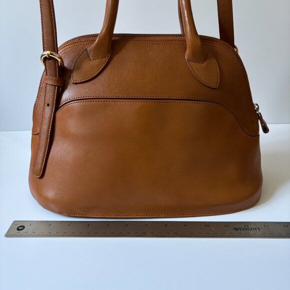 VTG Vintage Saddle Leather Top Handle Satchel Shoulder Bag with Crossbody Strap - Picture 4 of 11